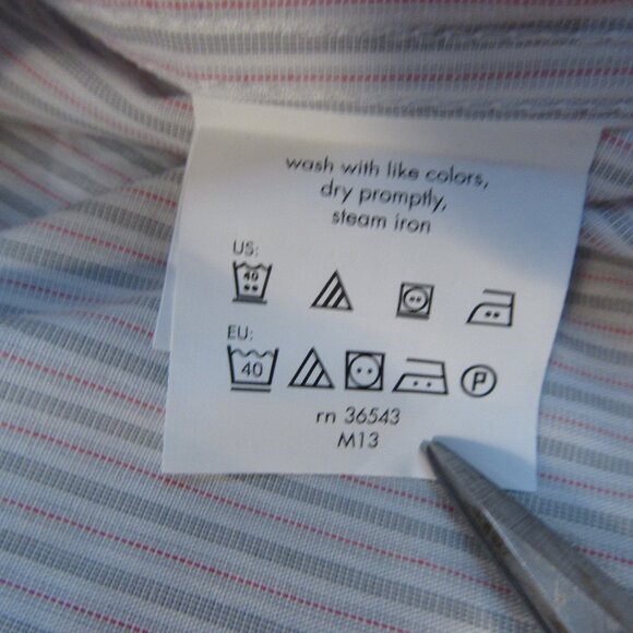 Calvin Klein Mens Extreme Slim Fit Button Down Shirt 16 L 32/33 White Gray - Picture 5 of 9